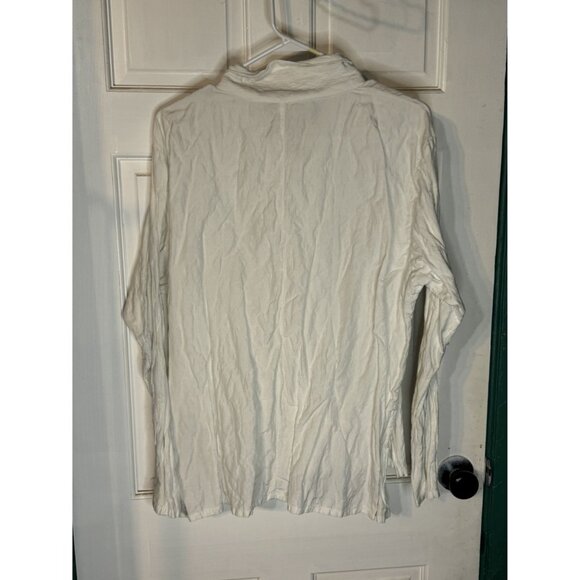 Vitamin Women's Wrinkled White Button-Up Shirt XL - Picture 4 of 5